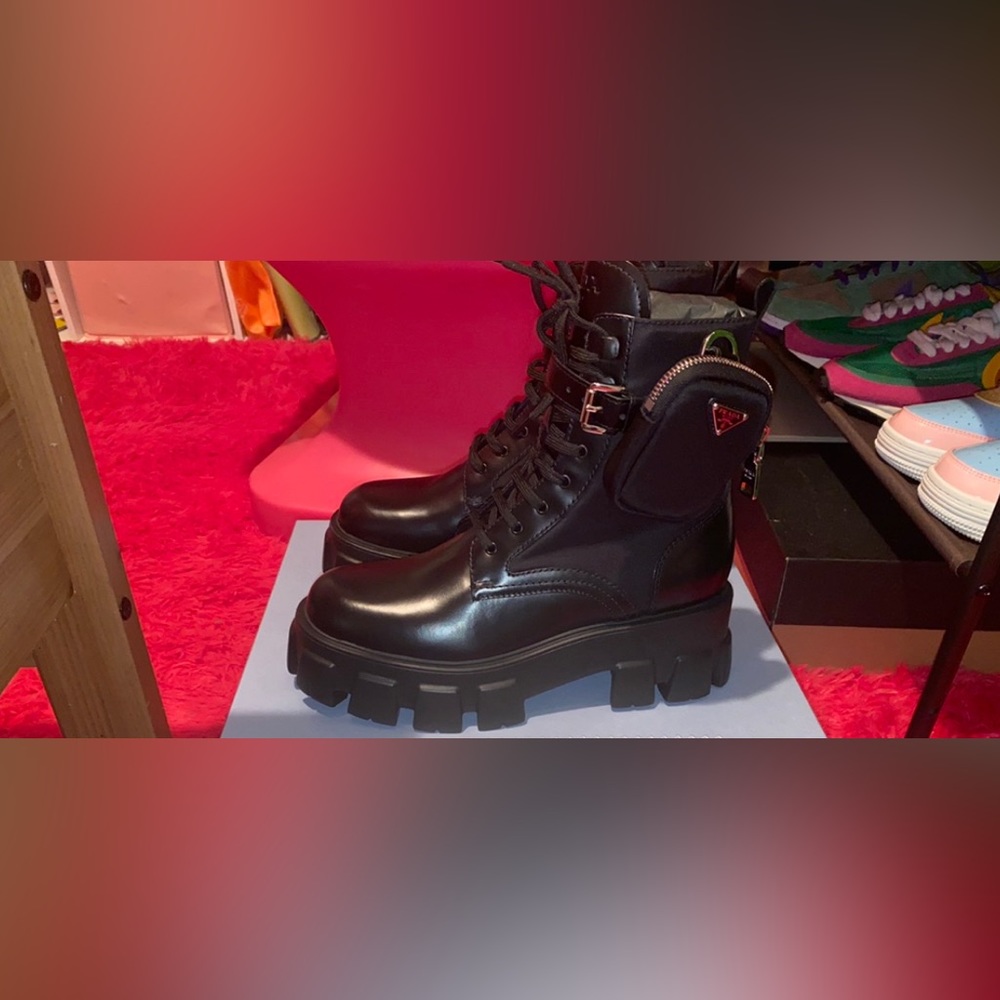 Monolith leather and nylon fabric boots